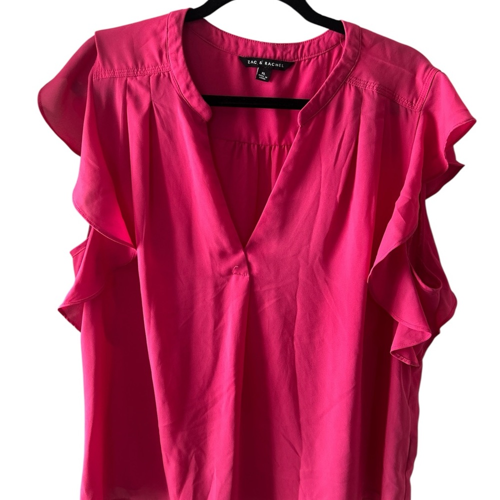 Zac & Rachel Fuchsia Ruffle Sleeve Blouse